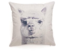 Golden crown - Katoenen Linnen Kussensloop - Dierenpatroon - Vierkant 45x45 cm - Speels en Modern - Perfect voor Thuis en Auto - Alpaca kleur