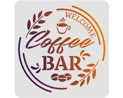 Golden crown - Koffiebar Stencil - Herbruikbare Koffie Citaat Stencils - 30x30cm - Plastic Koffie Stencils - Geschikt voor Schilderen op Meubels