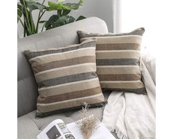 Golden crown - Kussenslopen Set van 2 - Decoratieve Sierkussens - Kreukvrij en Vuilafstotend - Koffiebruin - 40 x 40 cm - Modern en Stijlvol - Voor Wo