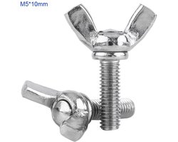Golden crown - M5 Butterfly Screws - Roestvrijstalen Vleugelschroeven - 10 Stuks - Zilver - Schroeven voor Meubels - Geschikt voor Huishoudelijk Gebru