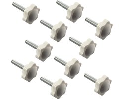 Golden crown - M6x50 Sterknop Schroeven - Duim Schroeven - Eenvoudig te installeren - Wit Plastic Hoofd - Klemmen voor meubels - Hand Aanscherping - G