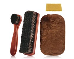 Golden crown - Schoenborstels set - Paardenhaar - Zacht en effectief - Bruin - Schoenpoets applicators - Geschikt voor leer en meubels - 4-delig