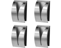 Golden crown - Theedoek haak - Muur montage - Geen boren - Zilver - Handdoek houders - Roestvrij staal - Geschikt voor keuken en badkamer - 4 stuks