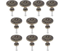 Golden crown - Vintage Kastknoppen - Bronzen Zink - Bloem Motief - 31mm - Deurgreep - Meubels - Geschikt voor Keuken - Kleur: Brons