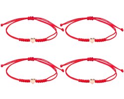Golden crown - Vriendschapsarmbanden - Hart-touwarmbanden - Uniek ontwerp - Rood - Filigraan hartarmband - Voor vrouwen en meisjes - Geschikt voor moe