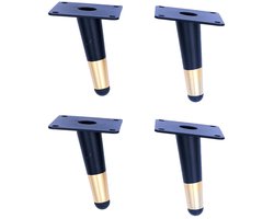 Golden crown - Zwarte Taps Toelopende Poten - Set van 4 Meubelpoten - Duurzaam en Antislip - 10 cm Hoogte - Geschikt voor Sofa, Kast en Tafel