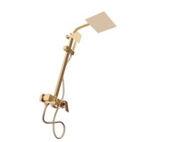 Golden Douche Systeem – Regendouche – Douche Set – Douchekop – Douche Accessoires – Roestvrij Staal – Verstelbare Hoogte – Luxe Gouden Afwerking