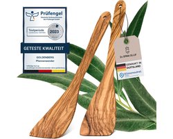 GOLDENBERG® Premium Keukenspatel - Fijnste Italiaanse Olijfhout - Pannenlikker Made in Germany - 100% Klimaatneutraal - houten Spatel - houten Kookgerei