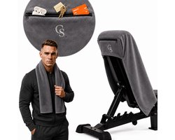 GoldStandard - Sporthanddoek - Handdoek - Fitness handdoek - Multi handdoek - Microvezel handdoek - Met Rits en Opbergvak - Grijs