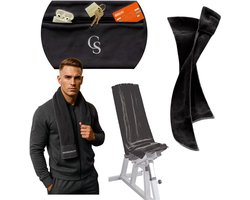 GoldStandard - Sporthanddoek - Handdoek - Fitness handdoek - Multi handdoek - Microvezel handdoek - Met Rits en Opbergvak - Zwart