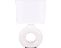 GOLF - Tafellamp - Nachtlamp - Textiel - Keramiek - Wit - E14 Fitting
