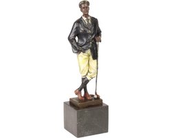 Golfer - Bronzen Beeld - Golf Speler - Brons Beeldje - Kleur Sculptuur - Woondecoratie - Golfspeler - 10x8x32