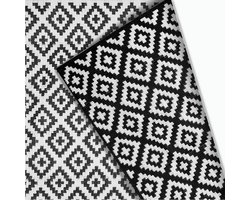 Goliving Buitenkleed Summer Diamond XXL - 183x290CM - Tuintapijt - Buitentapijt - Vloerkleed - Tuinkleed - Omkeerbaar - Incl. Draagtas - Zwart/Wit