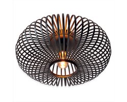 Goliving Plafondlamp – Plafonnière – E27 – Lamp Metaal – Bamboe Look – Ø 40 cm - Woonkamer - Slaapkamer - Kinderkamer – Zwart