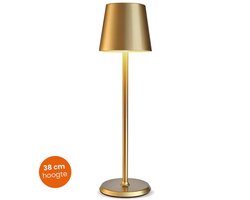 Goliving Tafellamp Oplaadbaar – Draadloos en dimbaar – Moderne touch lamp – Industrieel - Nachtlamp Slaapkamer & Woonkamer – 38cm – Goud