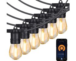 Gologi lichtsnoer buiten en binnen - Lichtslinger 10M - Tuinverlichting LED - Warme sfeerverlichting 2700K - Waterdicht - Smart verlichting met App - Koppelbaar tot 20M