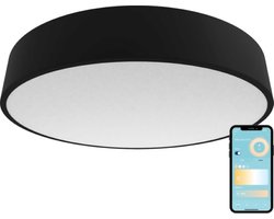 Gologi Slimme Plafondlamp Zwart - Plafondlampen - Smart LED RGB - Industrieel - Plafonniere - Slaapkamer & Woonkamer - Plafondlamp zwart - 30cm