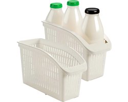 Gondol Koelkast/keuken organiser open mand - 2x - wit - kunststof - 29 x 13 x 17 cm
