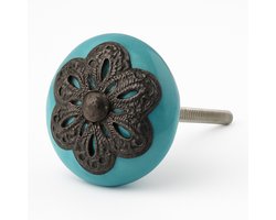 Good in Style - Saliegroene meubelknop 40mm – porselein | vintage knop voor kast, lade of dressoir