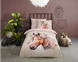 Good Morning Avera Kinderdekbedovertrek "paard" - Zand - (140x200/220 cm) - Katoen