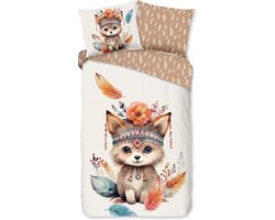 Good Morning dekbedovertrek baby vos/ herfst thema - 1 persoons 140x200/220 cm - Multi - 100% Katoen renforce