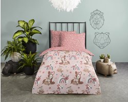 Good Morning dekbedovertrek bambi hert - Ledikant/ baby (100x135 cm) - Roze - 100% Katoen renforc�
