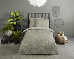 Good Morning dekbedovertrek bladeren en vogels - Ledikant/ baby 100x135 cm - Groen - 100% Katoen renforce