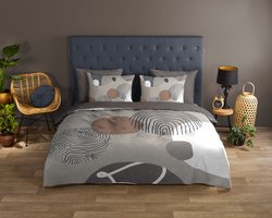 Good Morning dekbedovertrek grafische cirkels - 1 persoons 140x200/220 cm - Grijs - 100% Katoen renforce