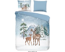 Good Morning Dekbedovertrek "herten in de sneeuw" - Multi - (200x200/220 cm) - Katoen Flanel