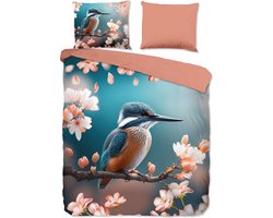 Good Morning dekbedovertrek ijsvogel met bloemen - 2 persoons 200x200/220 cm - Multi - 100% Katoen renforce