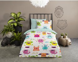 Good Morning dekbedovertrek monsters - 1 persoons (140x200/220 cm) - Multi - 100% Katoen renforc�