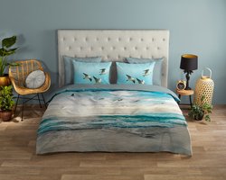 Good Morning dekbedovertrek strand/ zee - Lits jumeaux 240x200/220 cm - Aqua - 100% Katoen renforce