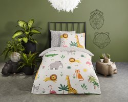 Good Morning dekbedovertrek tropische dieren - Ledikant/ baby 100x135 cm - Ecru - 100% Katoen renforc�