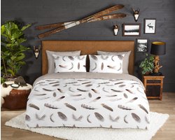 Good Morning Dekbedovertrek "veren" - Wit - (200x200/220 cm) - Katoen Flanel