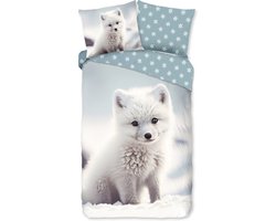 Good Morning Kinderdekbedovertrek "baby poolvos" - Wit - (140x200/220 cm) - Katoen Flanel