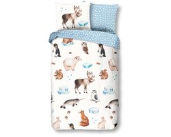 Good Morning Kinderdekbedovertrek "winterse dieren" - Multi - (140x200/220 cm) - Katoen Flanel