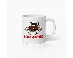 Good Morning Koffiemok – Schattig Cartoon Koffiekan Ontwerp, Perfect Cadeau voor Koffieliefhebbers en Ochtendenergie