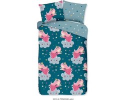 Good Morning Ledikant babydekbedovertrek "princes" - Petrol - (100x135 cm) - Katoen