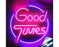 Good Times LED Neon Verlichting - USB-aangedreven met Aan/Uit - Neon Led Lamp - Wanddecoratie voor Speelkamer & Slaapkamer - Incl Ophanghaakjes, Ideaal voor Feest, Festivals en Speciale Gelegenheden
