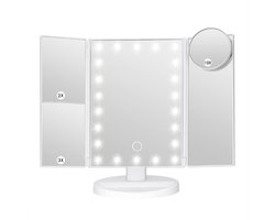 Goodcare Make up spiegel met Verlichting - 3 Vergrotingen - Staand - Reisformaat - Reisspiegel - Scheerspiegel - Makeup spiegel
