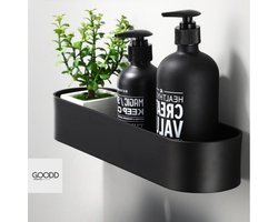 GOODD® Cholet - Doucherek - New Design - Doucherekje - boren of plakken - Douchemandje - Badkamer accessoires - Badkamer rek zwart