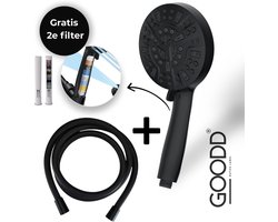 GOODD® - Douchekop - Handdouche - 2 Filters - Douchekop met slang - Zwart - 10 Standen - Regendouche