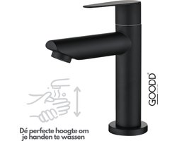 GOODD® - Fonteinkraan - Koudwaterkraan - Toiletkraan - Wc kraan - Zwart