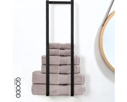 GOODD® Paris - Handdoekrek - Handdoekhouder - 70 cm - Nieuw Model - Speciale poedercoating - Antivinger print - RVS - Zwart - Plakken of Boren - Zwarte afwerkdopjes voor de schroeven