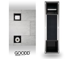 GOODD® - Toiletrolhouder Reserverolhouder inbouw - Zwart - Tegelbaar - RVS & Aluminium