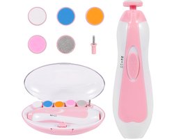 GOODEVN Baby Nail Trimmer Electric - Ultra Quiet & Safe Newborn Nail Clipper Kit with LED Light | 6 Replaceable Grinding Heads for Infant, Toddler & Adults | Painless Fingernail & Toenail Care (Pink)
