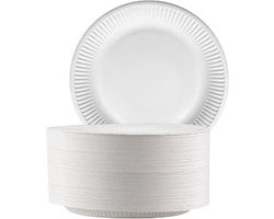 Goodivery - 100 Paper Plates - Witte feestbordjes - 200 stuks - ⌀ 23 cm - FSC-gecertificeerd - 100% composteerbare papieren bordjes, voor feesten, barbecues en picknicks