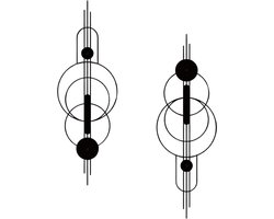Goodivery® - 2 stuks abstracte metalen kunst aan de muur - moderne minimalistische metalen wanddecoratie geometrische kunst aan de muur - metalen verticale zwarte wandhangende sculpturen voor thuisbadkamer