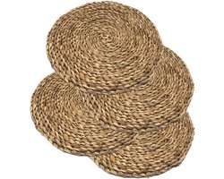 Goodivery ® 4 x rieten placemats - rotan placemats - rieten placemats - tafelborden - enkele borden - 4 stuks - diameter 25 cm