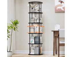 Goodivery ® - Boekenkast - 360° Draaibare Boekenkast - Staande plank - 5 niveaus - 45D x 160H x 45W cm - Zwart